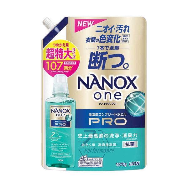 （まとめ） ライオンNANOX one PRO つめかえ用 超特大 1070g 1個 [x5セット] 7,564円