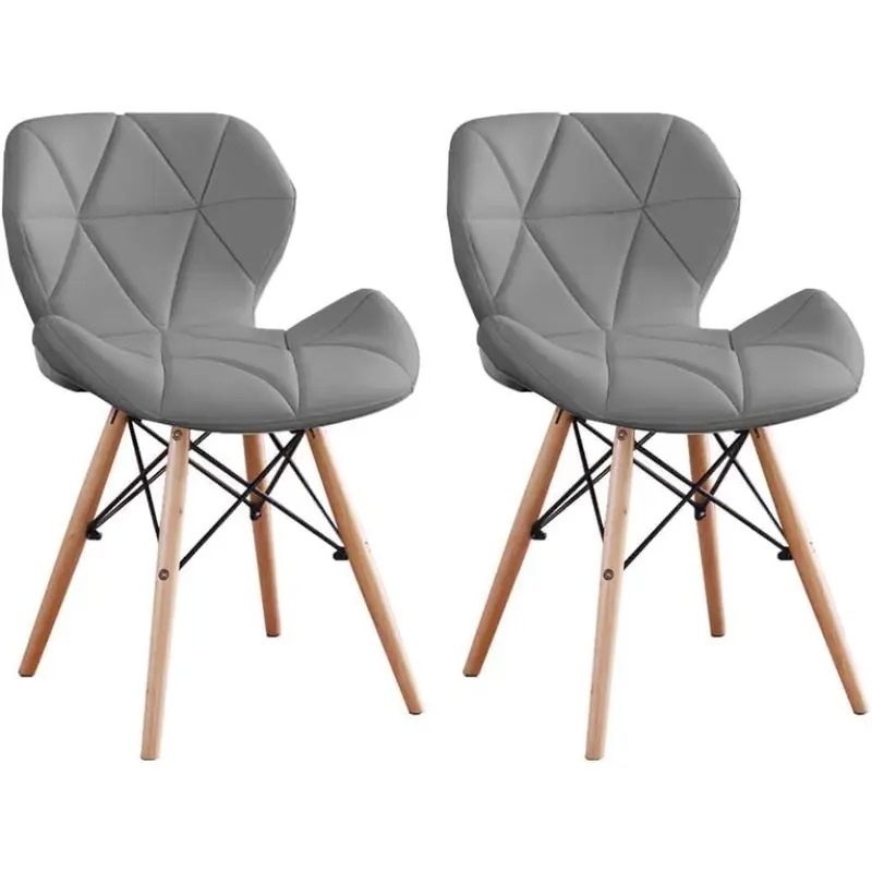 ダイニングチェア 椅子 PUレザー座面 木脚 レーダーチェア イームズチェア 蝶々チェア おしゃれ 組立簡単 北欧 イス（2脚セット）