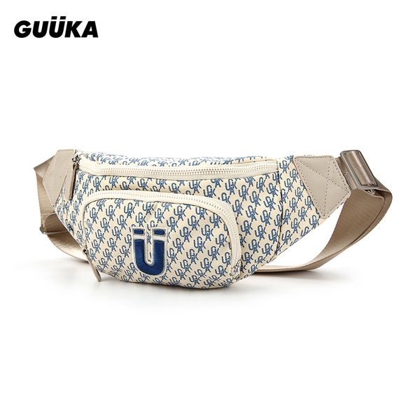 ベージュのPUストラップファッショナブルで多用途な刺繍クロスボディバッグ