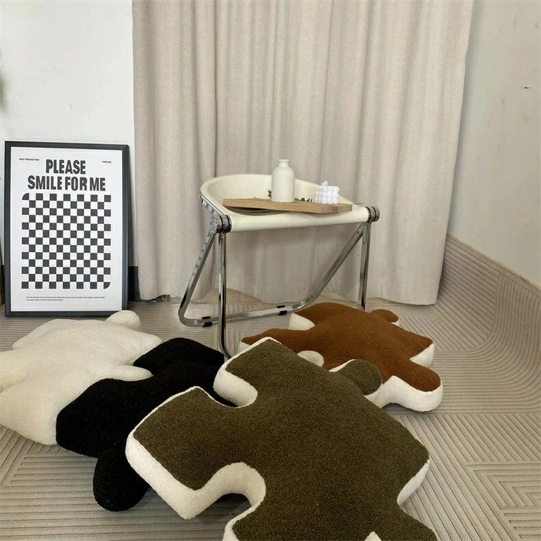 2026年のヒットクッション 全6色 55×55cm パズル型 フロアクッション 厚手 北欧 抱き枕 不規則 洗える お昼寝 ソファー かわいい 可愛い 部屋飾り お洒落 癒しアイテム おしゃれ イン