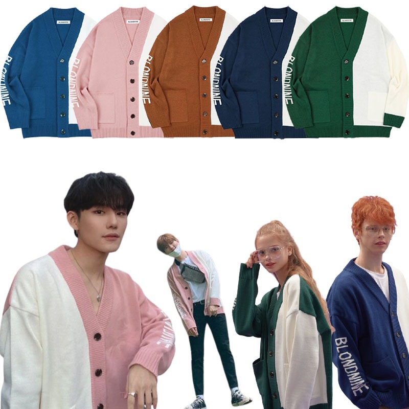 BLO NCT着用 ASTRO着用 INTARSIA HALF HALF KNIT CARDIGAN