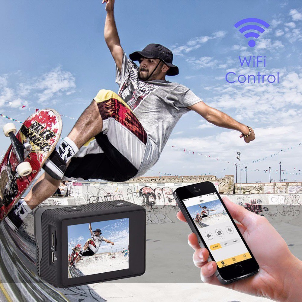 4K Wi-Fi アクションカム スポーツ カメラ 高感度 ツインディスプレイ 30メートル防水ハウジング 170度ワイド広角レンズ スローモーション撮影 タイムラプス動画
