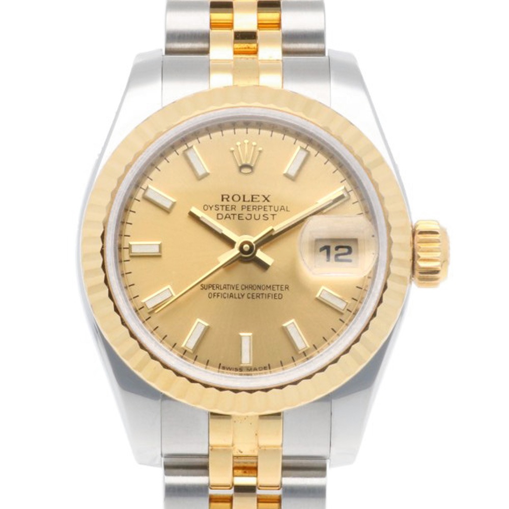 ロレックス デイトジャスト オイスターパーペチュアル 腕時計 ステンレススチール 179173 自動巻き 1年保証 ROLEX 中古