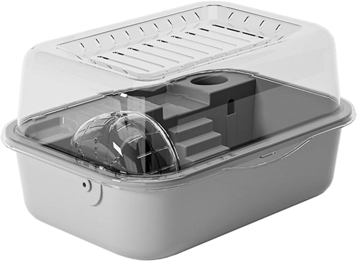 YUCHONG ハムスターケージ 透明 小動物用ケージ 組立式 ハムスター ハウス 隠れ家 耐久性 通気性 給水器 静音回し車付き 休憩所 飼育ケージ 持ち運びやすい 脱獄防止 クリアケージ