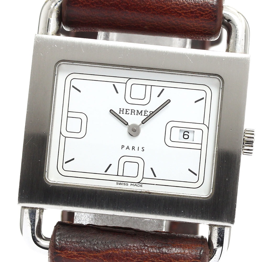 ベルト訳あり エルメス HERMES BA1.510 バレニア デイト クォーツ レディース 内箱・保証書付き_898247【中古】