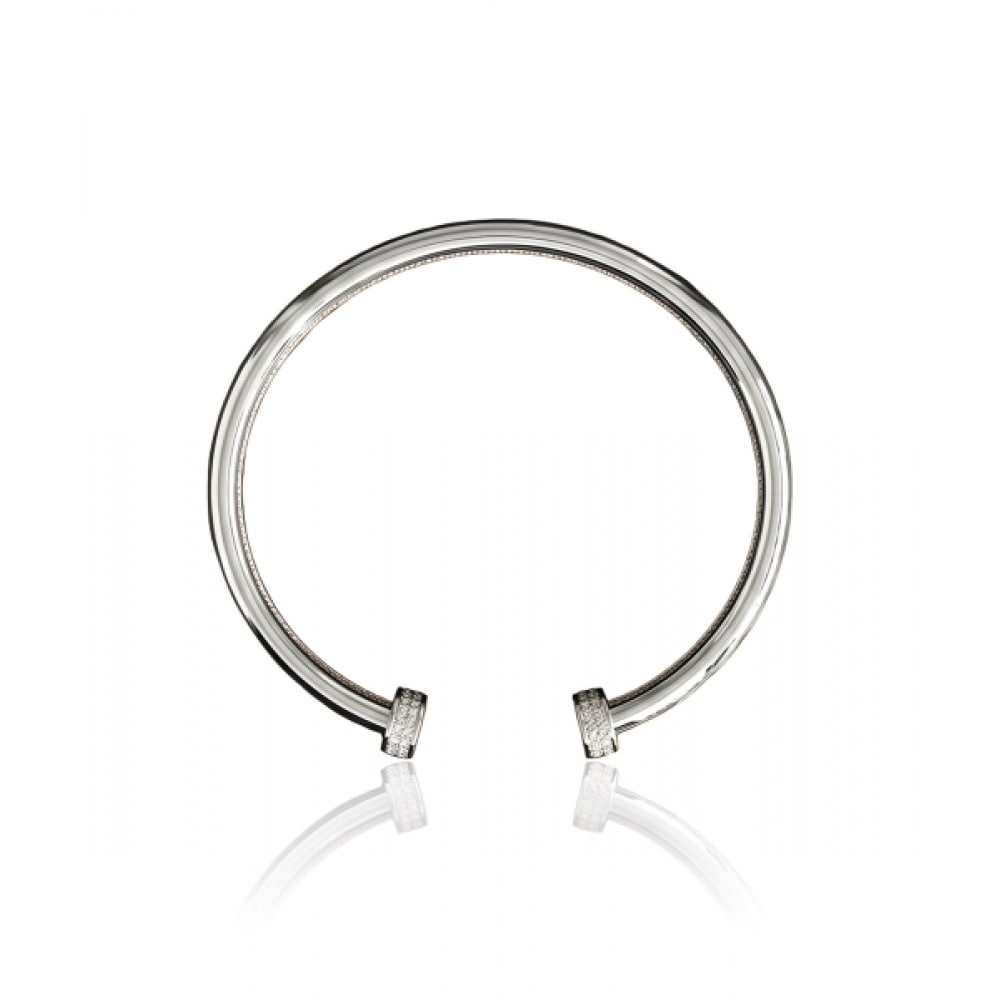 HELENE JEWELRY シルバー 925 フォースラインバングルシルバーブレスレット
