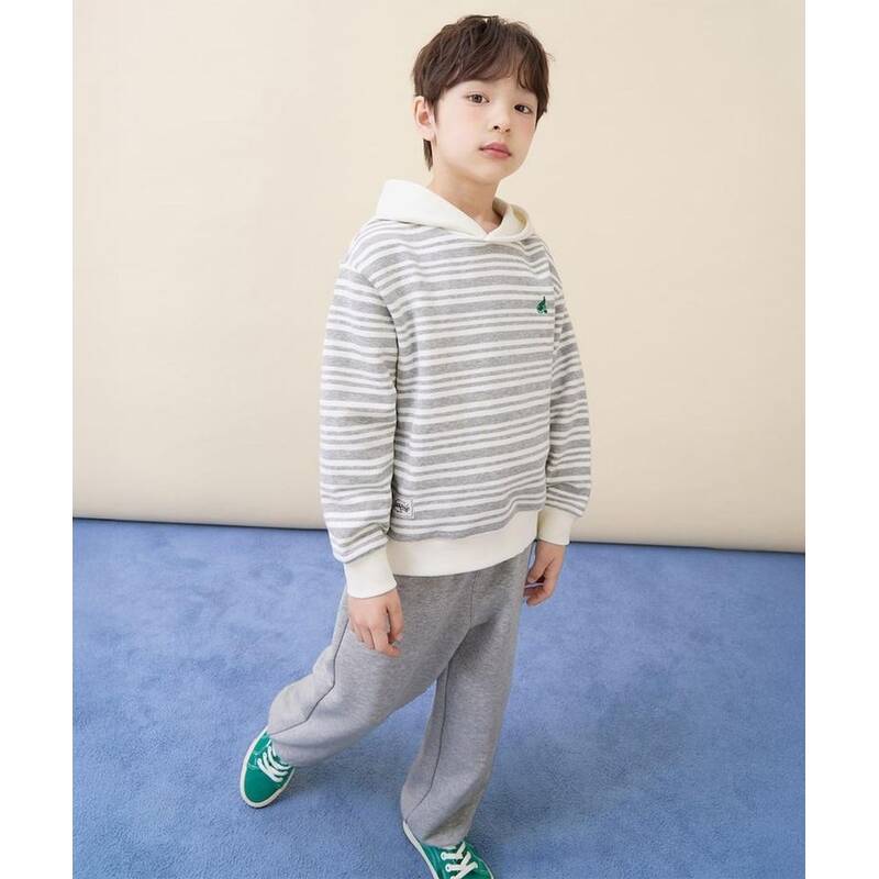 ビーンポールキッズ BEANPOLE KIDS ストライプ フード付きスウェットシャツ セット（上下） グレー (BI6141U123) BI6141U123 377140