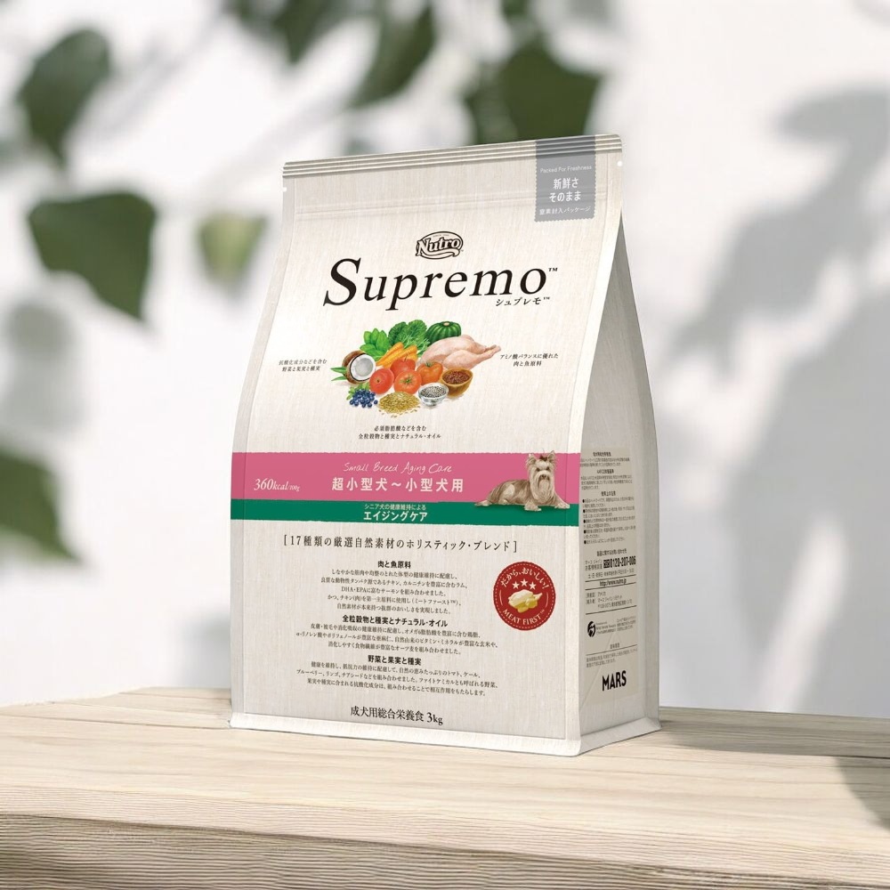 Nutro シュプレモ シニア犬用 超小型犬~小型犬用 3kg ドライフード 小粒 総合栄養食 エイジングケア ドッグフード 犬 厳選自然素材 香料・着色料 無添加 消化に良い ニュートロ