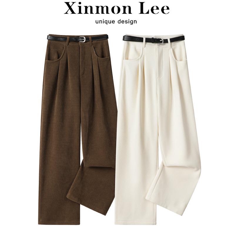 パンツ レディース 冬 カジュアル 用 ハイウエスト ストレート ワイド レッグ 快適 コーデュロイ ベルベット 厚く スリム