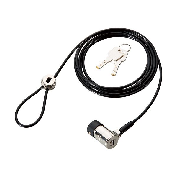 (まとめ) 明晃化成工業 パソコンセキュリティ スプリング式ディンプルキーワイヤーロック 個別キー KWL92-B 1パック (×10セット)