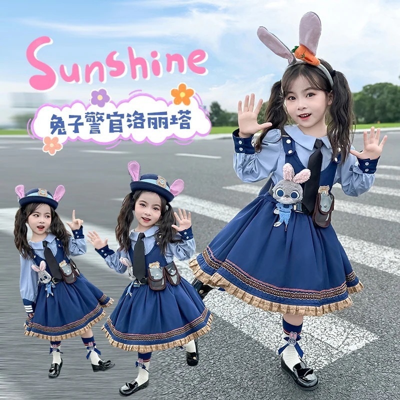 女の子ファッションフォーマルセットドレスクリスマス90 150cm女の子のプリンセスドレス秋ジュディバニーオフィサー服キッズロリータコスドレス外国の誕生日ドレス ~