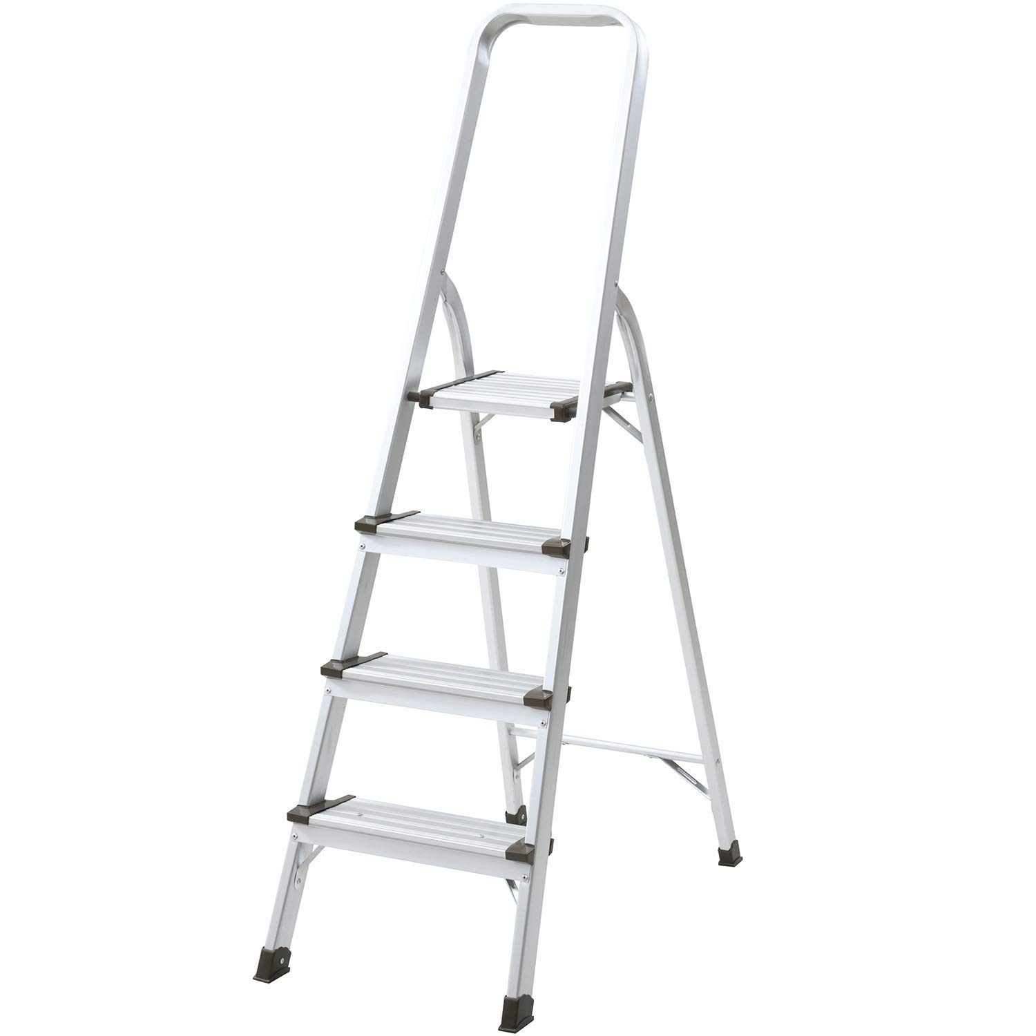 山善(YAMAZEN) 脚立 4 段 幅45×奥行88.5×高さ147cm 耐荷重100kg 折りたたみ アルミ 軽量 幅広 滑り止め付 はしご 踏み台 室内 屋外 ステップKBE-4