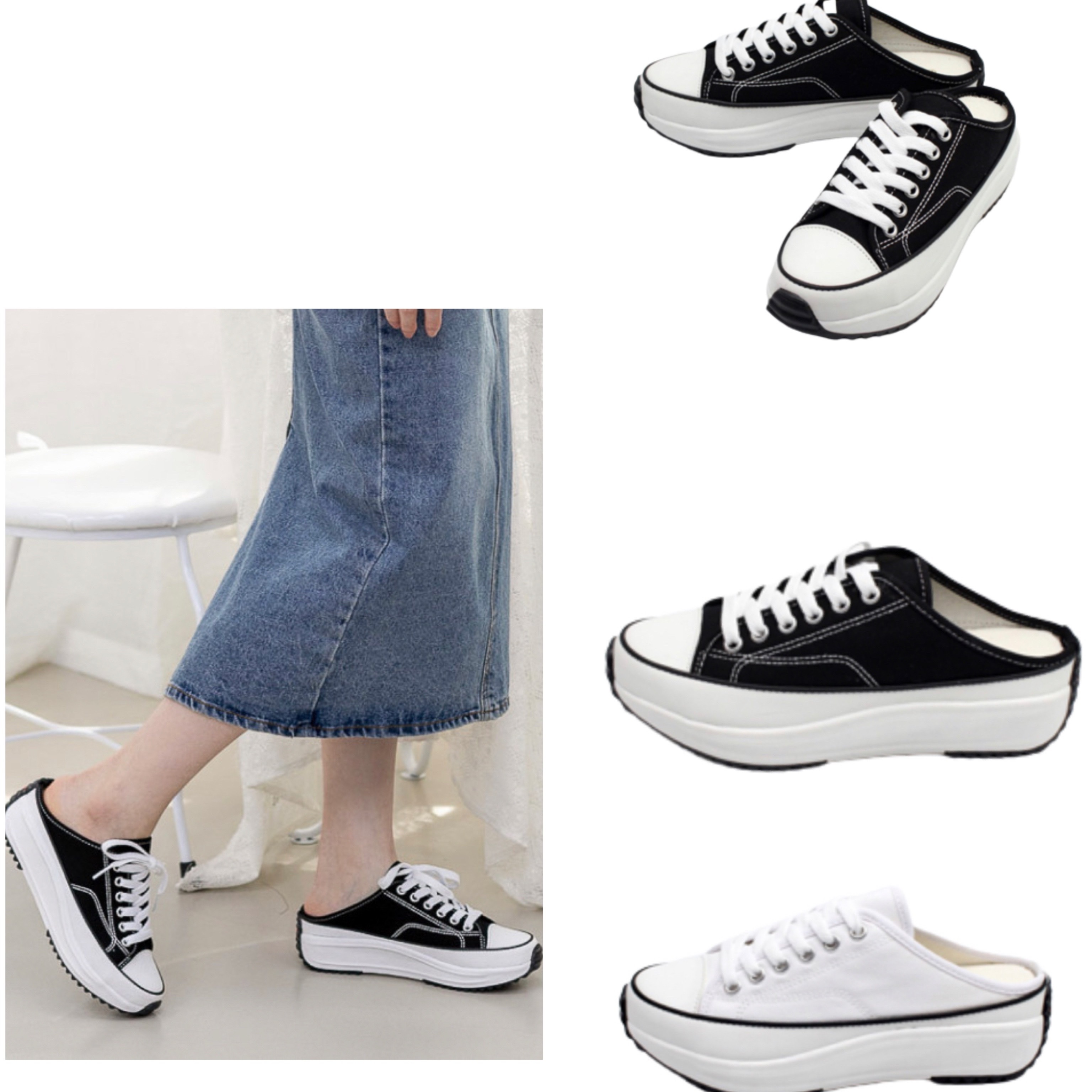 5cm アップシークレットスニーカー スリッパ ミュールブロッパー