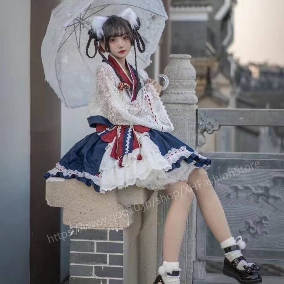 ロリータ姫スカートロリータスカート可愛いlolita和風白雪姫白雪鴨OP街揚げスカートフルセット