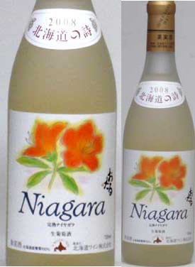 【 6本セット】北海道の詩　北海道産葡萄100％ おたる 完熟ナイヤガラ　　白ワイン（甘口）　720
