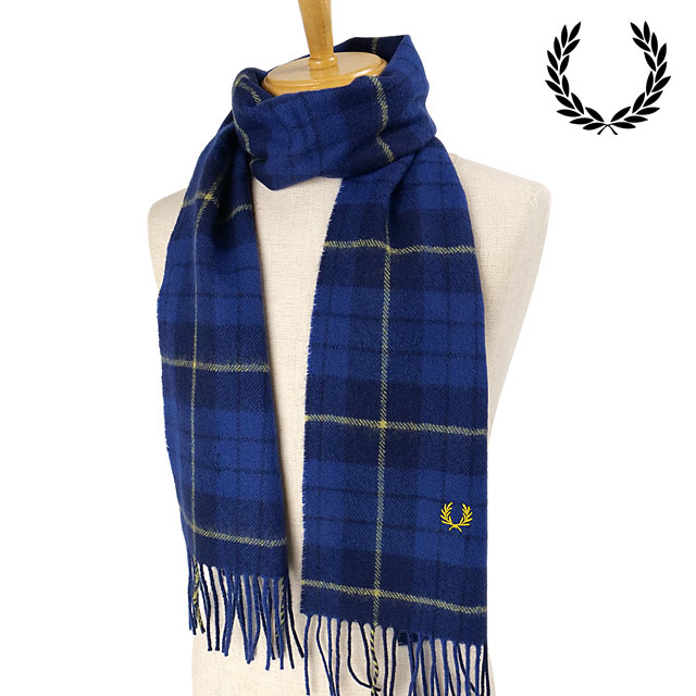ラムズウールタータンスカーフ [C8137-608] LAMBSWOOL TARTAN SCARF メンズ・レディース 小物 アクセサリー ニットマフラー タータンチェック 防寒 NAVY
