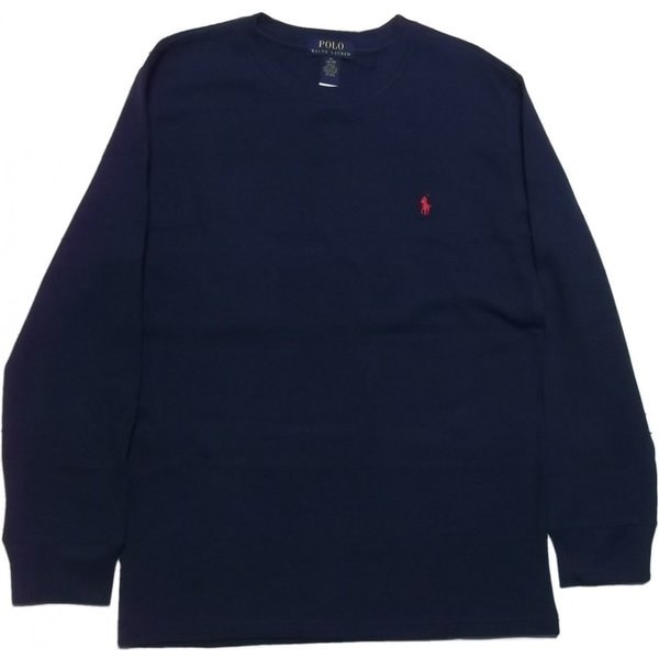 ボーイズサイズ 長袖 ワンポイント サーマル Tシャツ ネイビー boys PR2-899