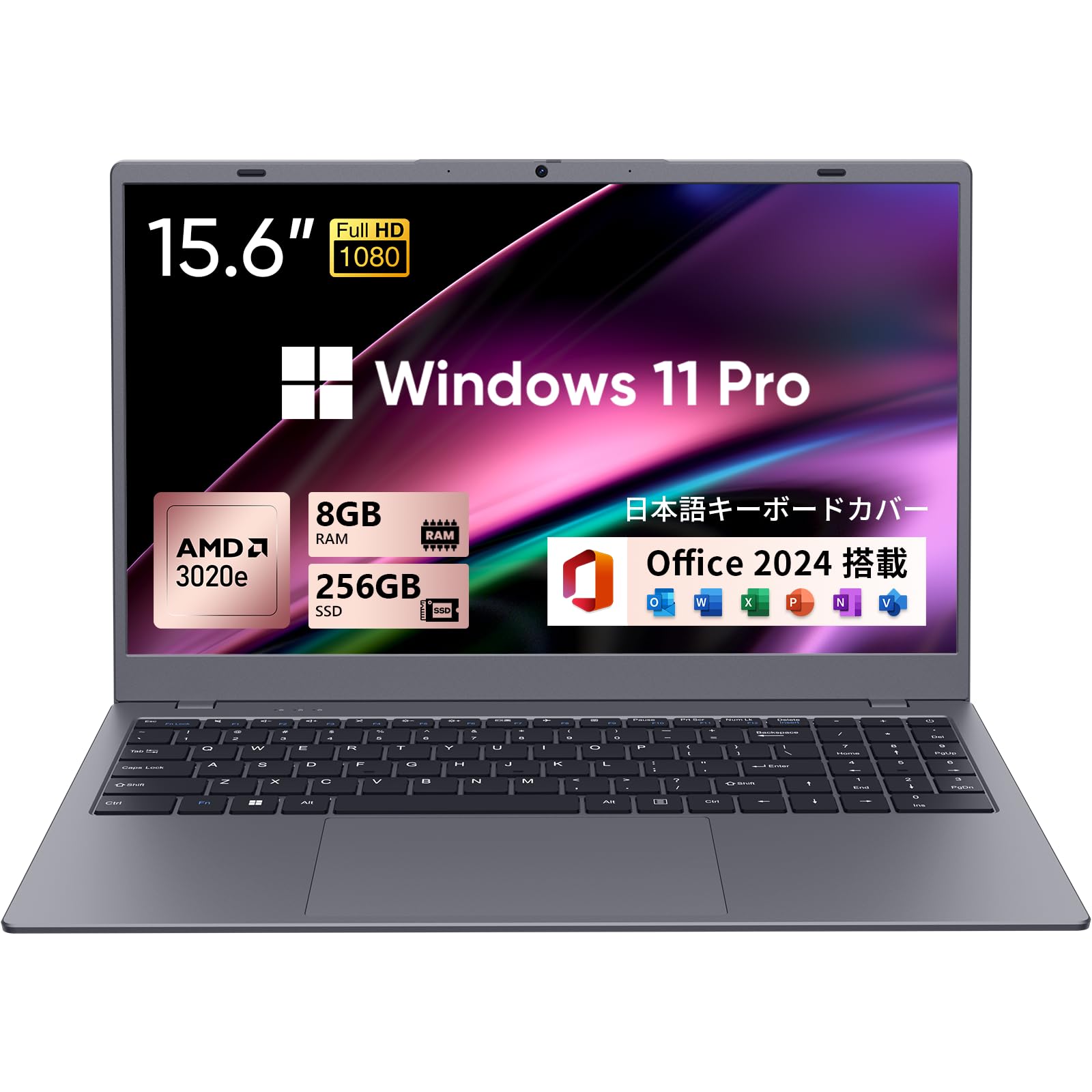 UOWAMOUノートパソコン Office 2024搭載 15.6インチ AMD3020e【N4000とN4020より速い】1080P IPS液晶スクリーン laptop Win11 Pro ウェブカ