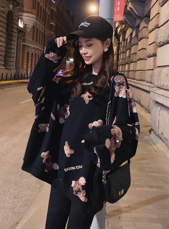 トップス プルオーバー トレーナー 袖あり 長袖 ラウンドネック 襟なし ワイド かわいい シンプル カジュアル おしゃれ お洒落 こなれ感 ラフ ラブリー キュート ガーリー ルーズ 個性的 クール