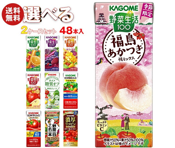 カゴメ 野菜生活・野菜ジュース 選べる2ケースセット 195・200ml紙パック×48(24×2)本入