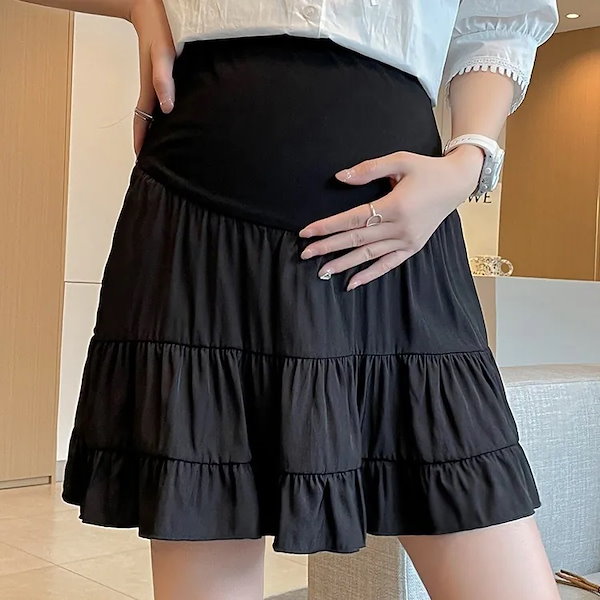ボトムス パンツ スカパン ショートパンツ マタニティパンツ ウエストゴム ミニスカート風 サイズ調整 かっこいい 個性的 抜け感 ベーシック ナチュラル フェミニン ガーリー 無地 レディース ママ