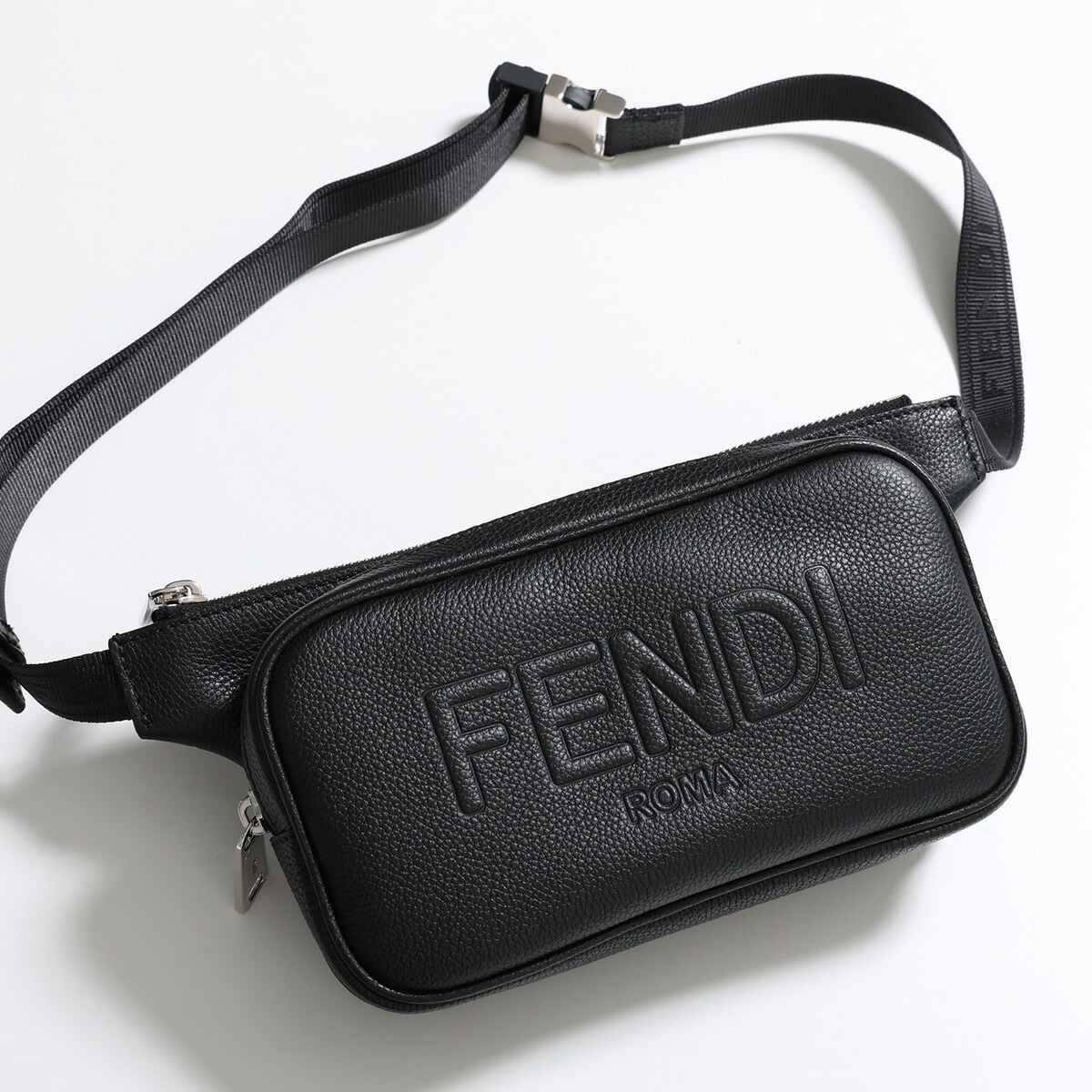 FENDI フェンディ ボディバッグ 7VA605 AMAC メンズ レザー クロスボディ ベルトバッグ ウエストポーチ 鞄 F0GXN/NERO+PALLADIO