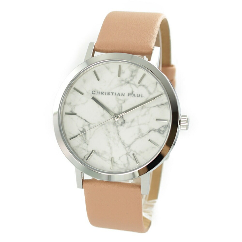 クリスチャンポール 腕時計 手表 メンズ レディース ユニセックス 43mm ホワイトマーブル 大理石柄 ヌードベージュ レザー 天然皮革 MWS4304 誕生日プレゼント ポイント消化 9,417円