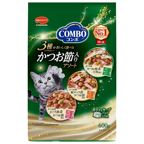（まとめ買い）日本ペットフード コンボ キャット かつお節入りアソート 600g 猫用フード [x6]
