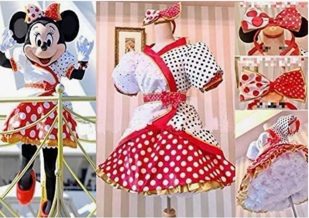 東京ディズニーランド（TDL） ベリー・ベリー・ミニー！ ミニー パニエ付き コスプレ衣装＋髪飾り 靴とウィッグ 別売り