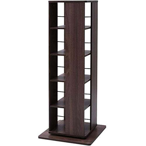 色：ウォルナット サイズ：5段 山善(YAMAZEN) 回転本棚 幅45*奥行45*高さ115.5c