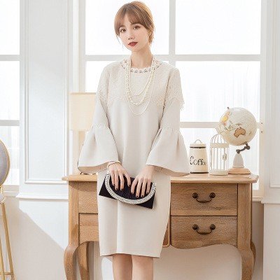 結婚式＆パーティードレス 二次会 フォーマル 花柄 レース 膝丈 上質で品格ある装い　お洒落