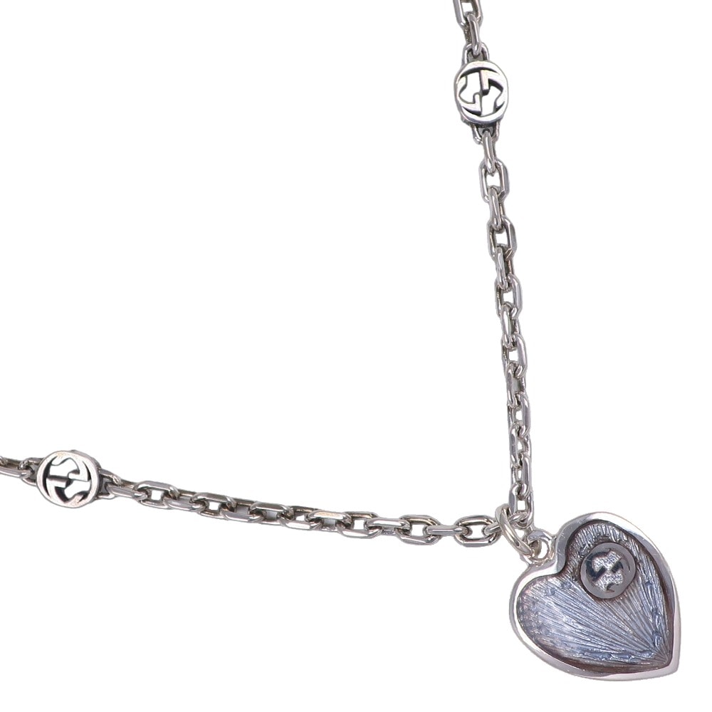 ブルーハート インターロッキングG ネックレス シルバー925 約8.2g レディース 中古品 A-ランク