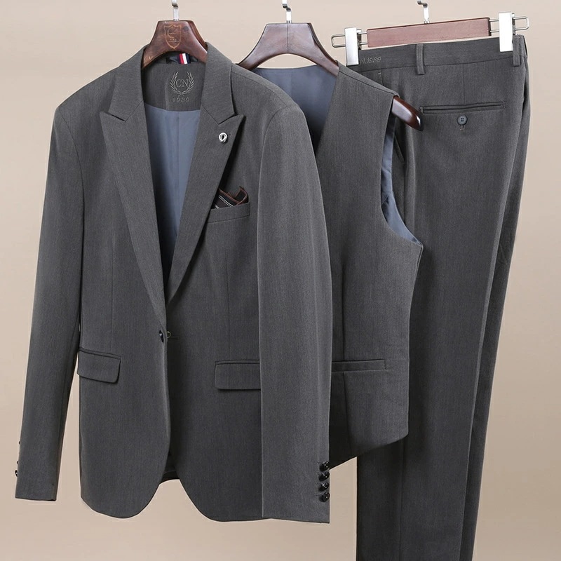 3ピーススーツ メンズ ビジネススーツ スーツ 1つボタン 無地 シンプル フォマールスーツ セットアップ 通勤 秋 3点セット メンズスーツ カジュアルスーツ 上下セット 二次会 卒業式 入学式 入