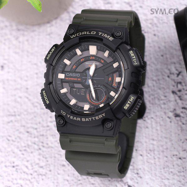 AEQ-110W-3A 軍人 アナデジ テレメモ スポーツ メンズ ウレタン 腕時計 d 7,771円