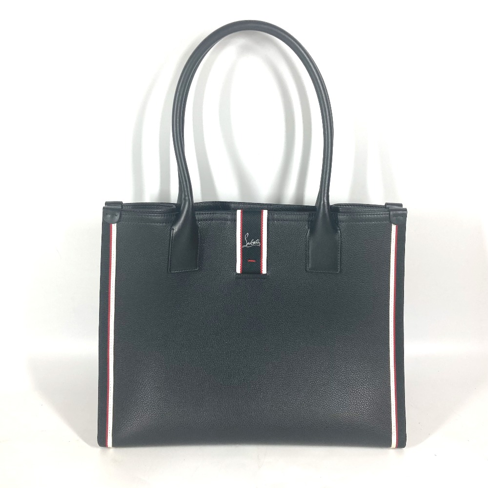 トートバッグ 3235279 Nastroloubi F.a.v. L ナストロルビ ラージ ロゴ ライン ショルダーバッグ 肩掛け カバン レザー ブラック