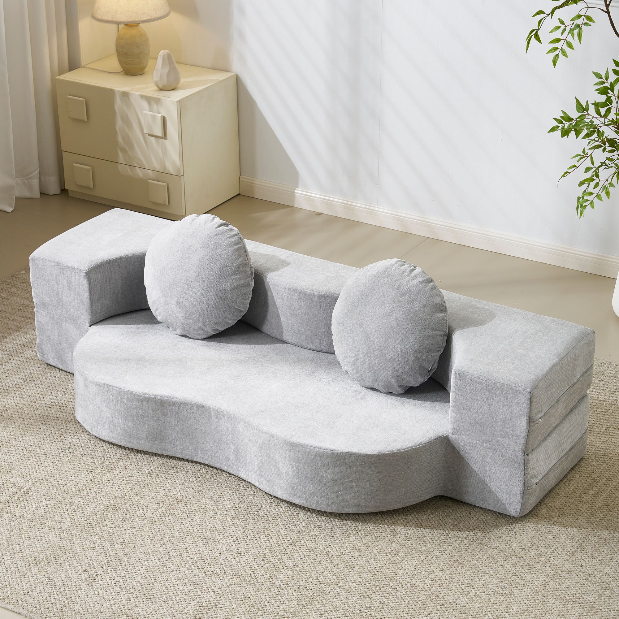 【国内出荷】2人掛けソファベッド 組立て不要 フロアソファ コンパクト ローソファ こたつ用 ソファー 1人暮らし マルチに使える クッション付き 座椅子 1人掛け 完成品 運びに便利だ 軽いソファー 13,326円