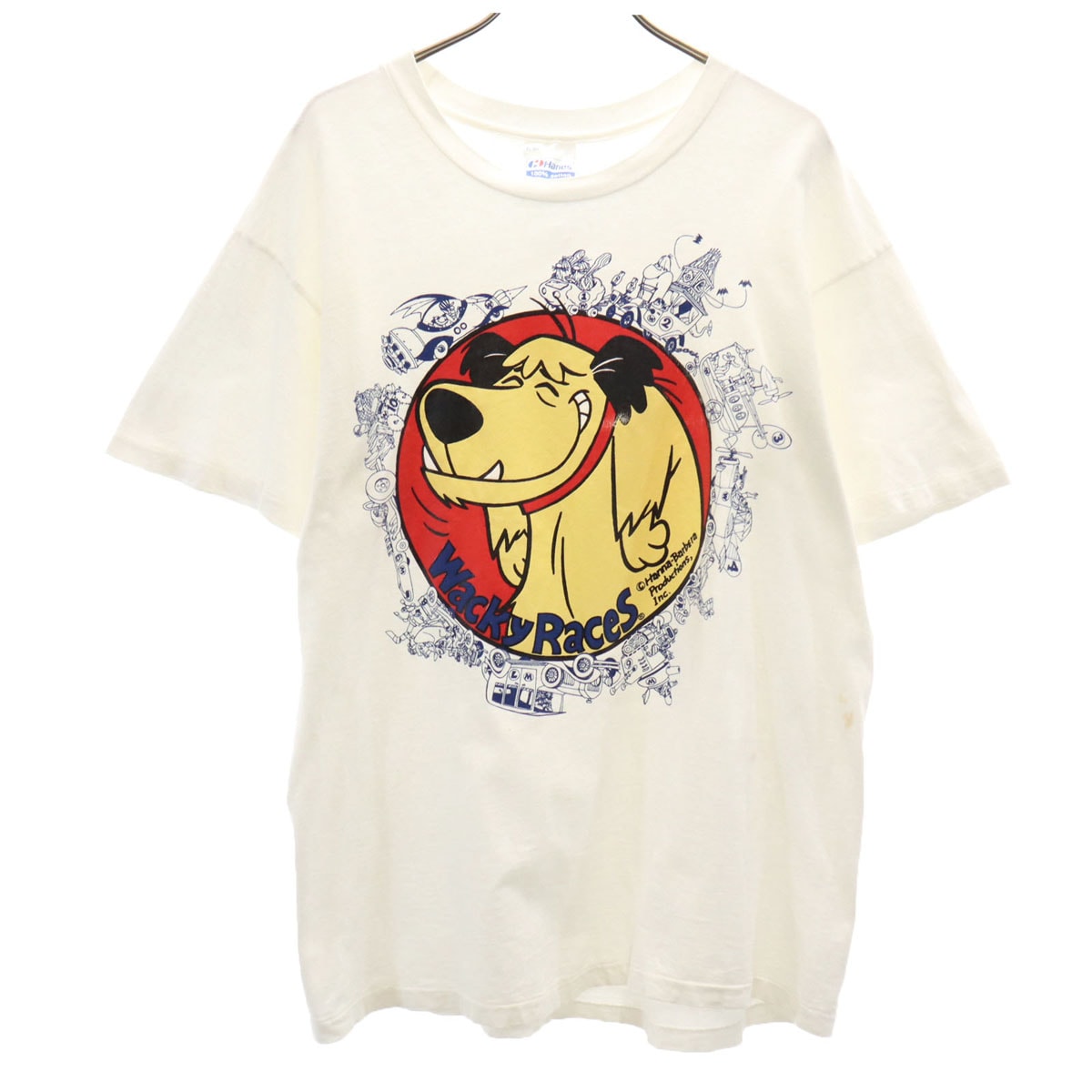 80s USA製 ヴィンテージ チキチキマシン猛レース ケンケン 半袖 Tシャツ L ホワイト シングルステッチ Wacky Races メンズ 古着 9,180円
