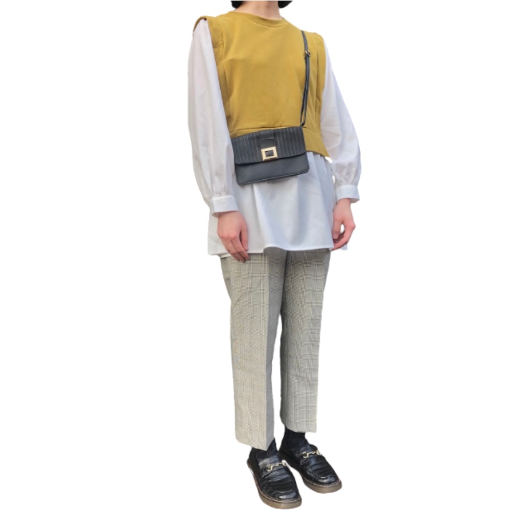 Vest Docking Design Blouse Tunic (mustard yellow)　 A,D,G レディース トップス
