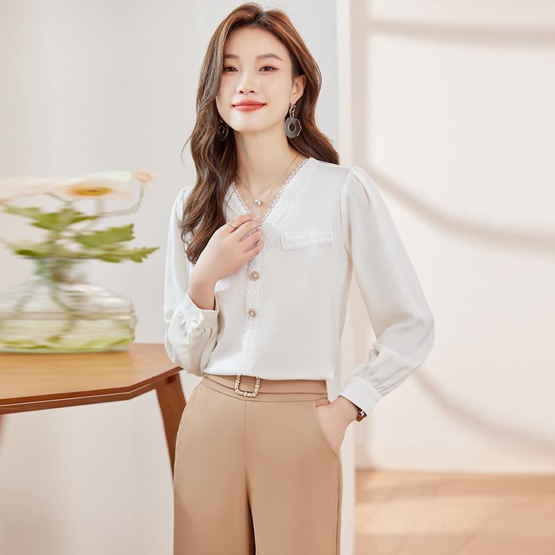 ブラウス レディース Vネック シャツ 秋 トップス シンプル おしゃれ カジュアル ビジネス オフィス 快適 5,318円