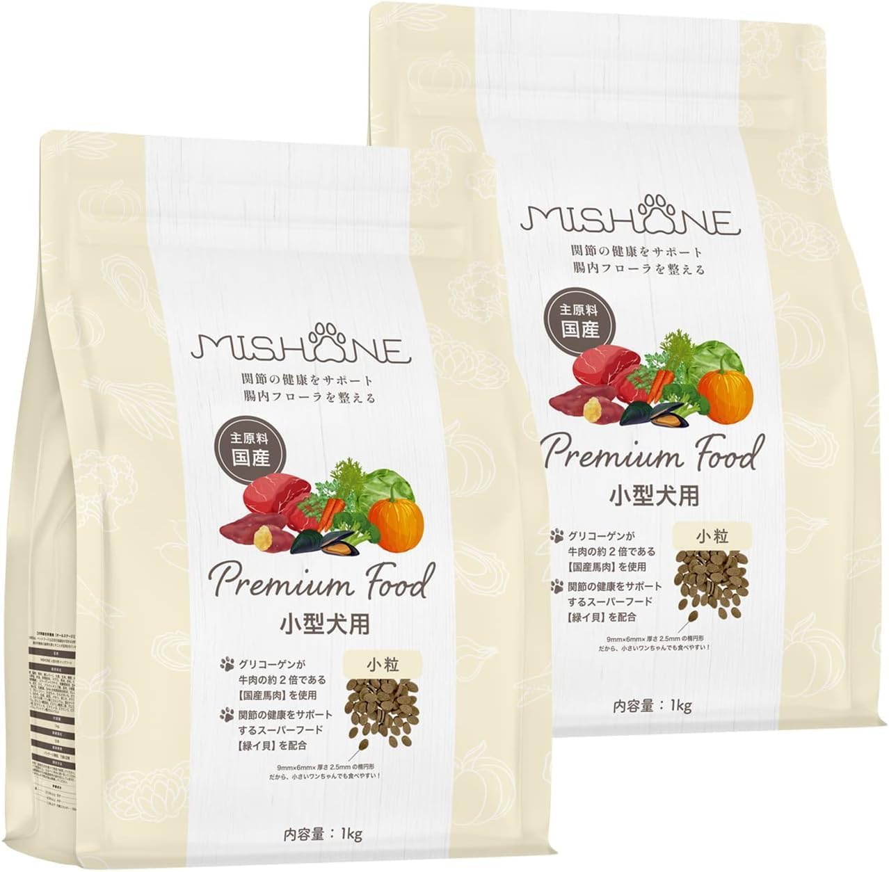 【獣医師監修】 ミシュワン MISHONE ドッグフード 成犬用(国産鶏肉＆馬肉) 全年齢対応 主原料 無添加 小麦グルテンフリー 1kg×2個セット 6,855円