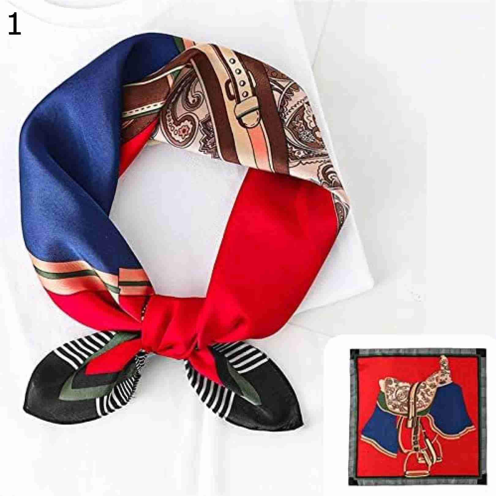 【20%OFFクーポン～】サマー サドル ウエスト フラワー スカーフ ヴィンテージ ストラッピング 両面プリント スモール スカーフ スクエア スカーフ (Color 70x70CM) Size