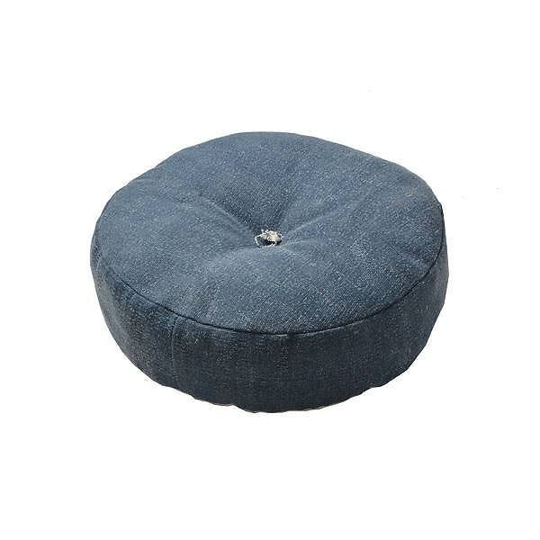 インド綿 フロアラウンドクッション ネイビー 45R12cm 円形 綿100％カバー リビング ベッドルーム
