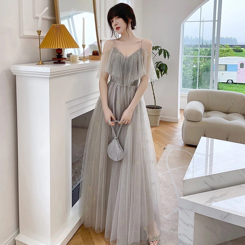 ウェディングドレスパーティードレスロング丈花嫁ドレス結婚式司会演奏会用ドレス着痩せきれいめお呼ばれ編み上げプリンセスドレス上品ワンピ