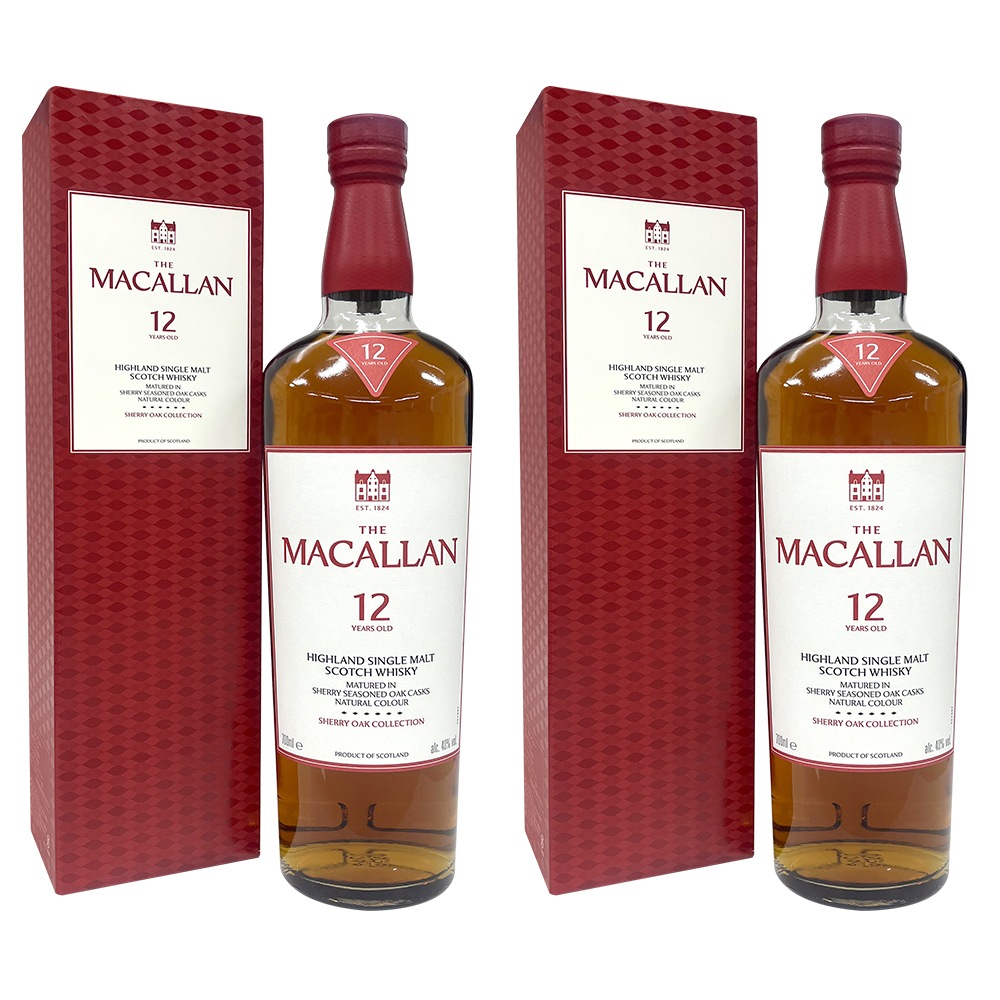 [正規品] ザ マッカラン 12年 シェリーオーク 40度 700ml 2本セット / ギフトBOX入り スコットランド シングルモルトウイスキー お酒