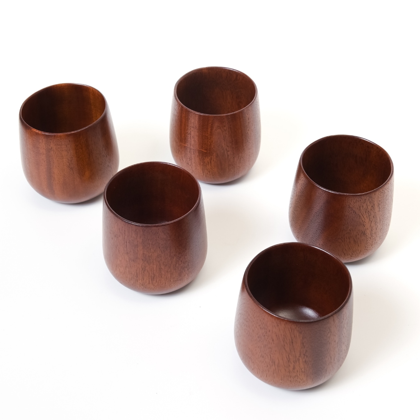 湯呑み コップ (木製漆塗り/直径7×高8cm) 5個セットまとめ買いで日常からおもてなしまで TAW-502