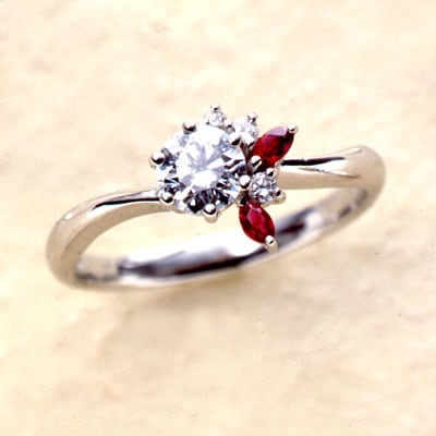 CanCam掲載( 婚約指輪 ) ダイヤモンド プラチナエンゲージリング( 7月誕生石 ) ルビー楽ギフ_包装02P26Mar16