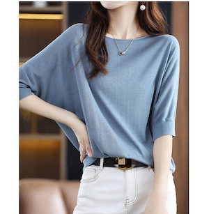 春夏新作 韓国 ファッション レディース 半袖 ニットＴシャツNZZ65 4COLOR