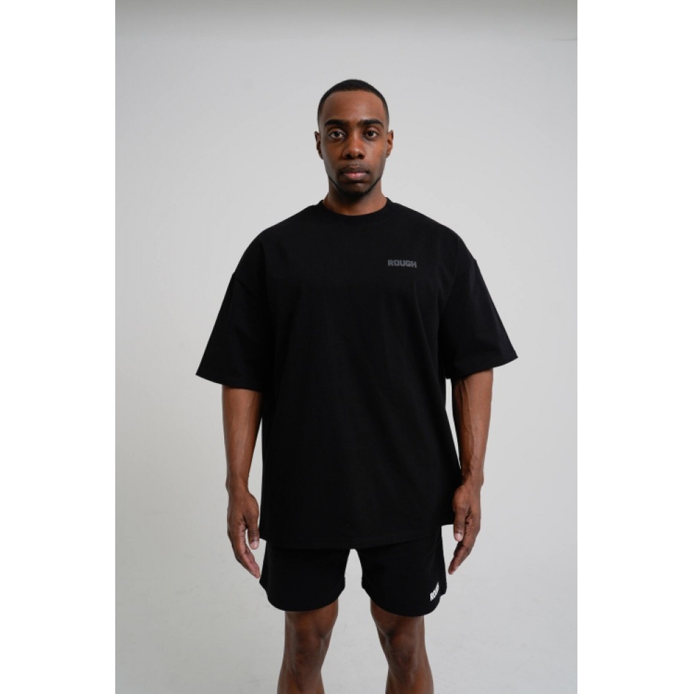 ラフアスレチック [ヘビーコットン] トーンオントーンオリジナルロゴTシャツ-ブラック