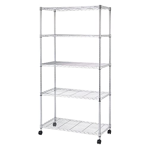 ドウシシャ ルミナス互換 メタルルミナスラック 幅90 5段 スチールラック 収納棚 幅90×奥行46×高さ180cm 全体耐荷重400kg 頑丈 キャスター付き 防錆加工 ポール径25mmパーツ対応