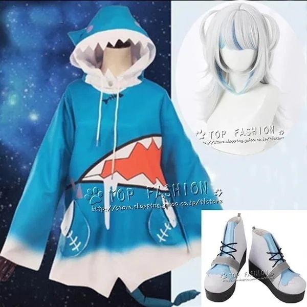 がうる・ぐら コスプレ衣装 ウィッグ サメちゃん コスチューム 尻尾付き 全アクセサリー ハロウィン 仮装 クリスマス イベンド 誕 プレゼント